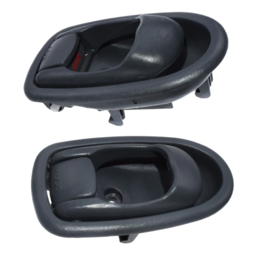 Pair Of Gray Interior Door Handles For 2001-2006 Hyundai Elantra - Front Left & Right, With Lock Button