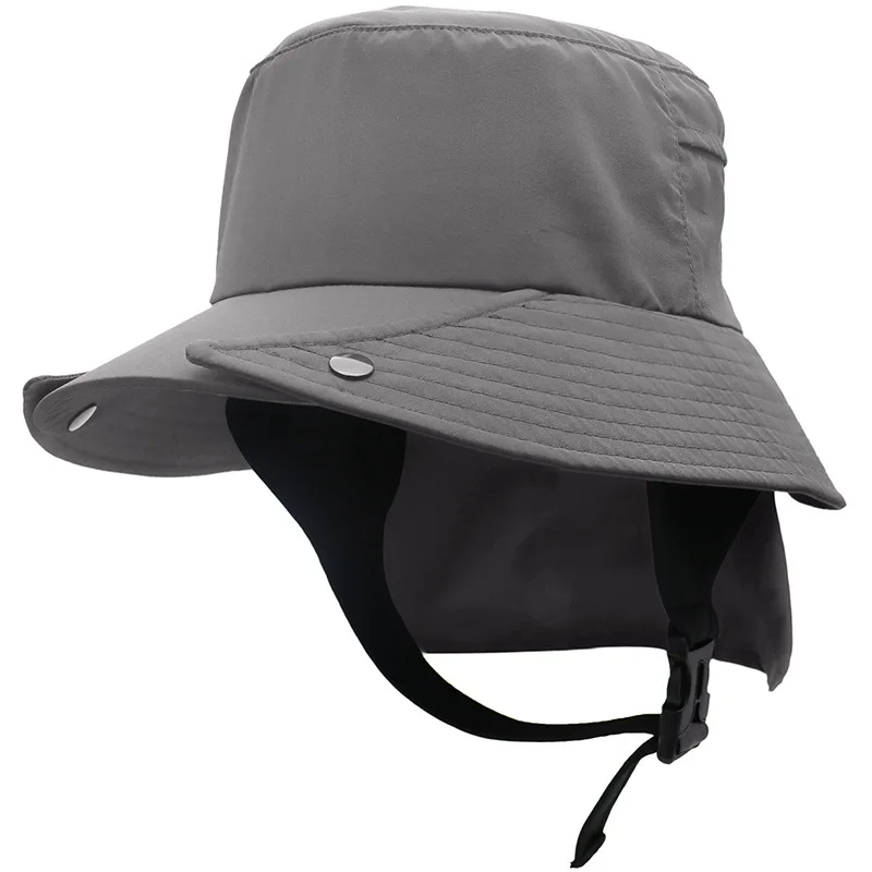 UPF50+ men sun hat large eaves surf cap detachable fisherman hat summer uv-proof fisherman sunscreen surfing wind-proof cap