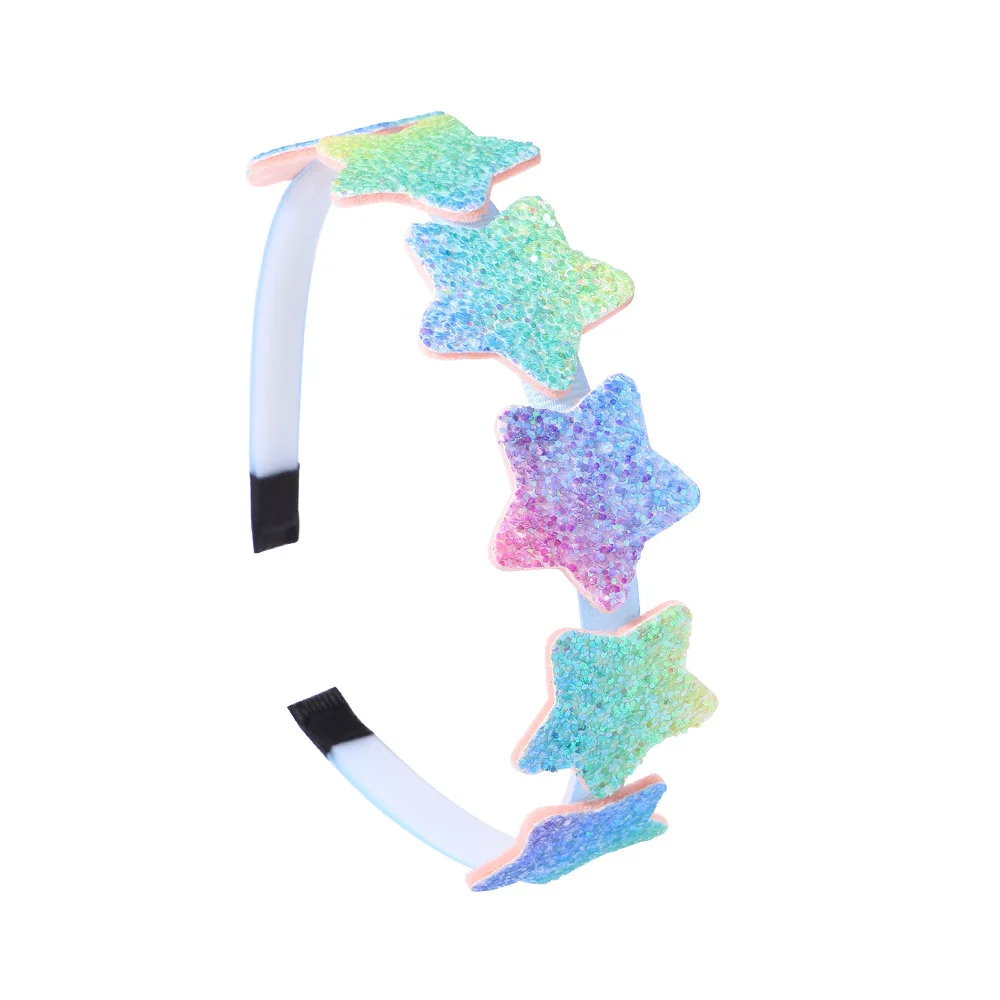 2022 Fashion Girls Glitter Hair Bands Cute Colors Hair Hoop Hairbands Lovely Bow Stars Headbands for Kids Gifts Hair Accessories baby accessories diy