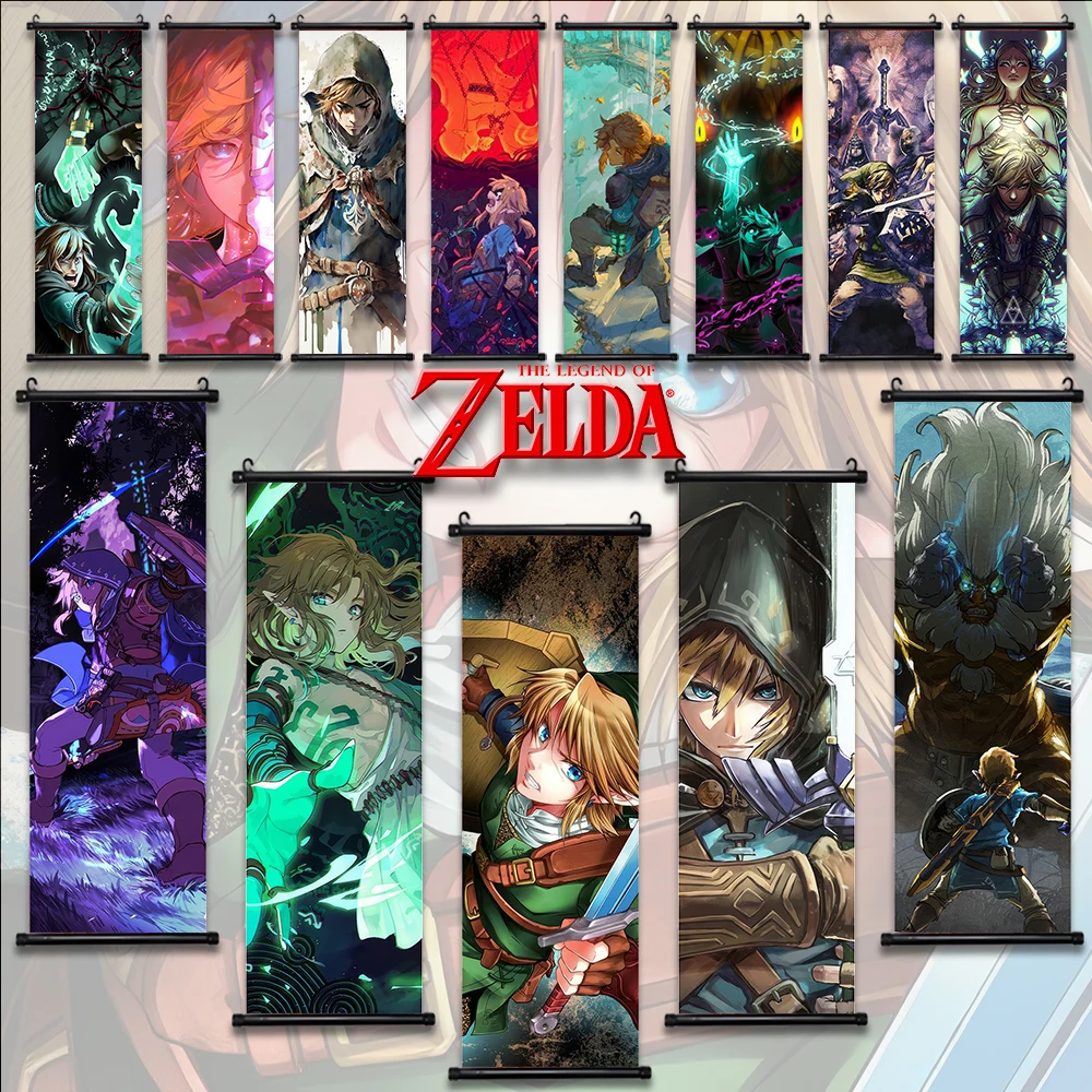 

Legend of Zelda Poster Game Wall Artwork Canvas Kingdom Link Hanging Scroll Figures Print Interior Home Decoration Art Gift