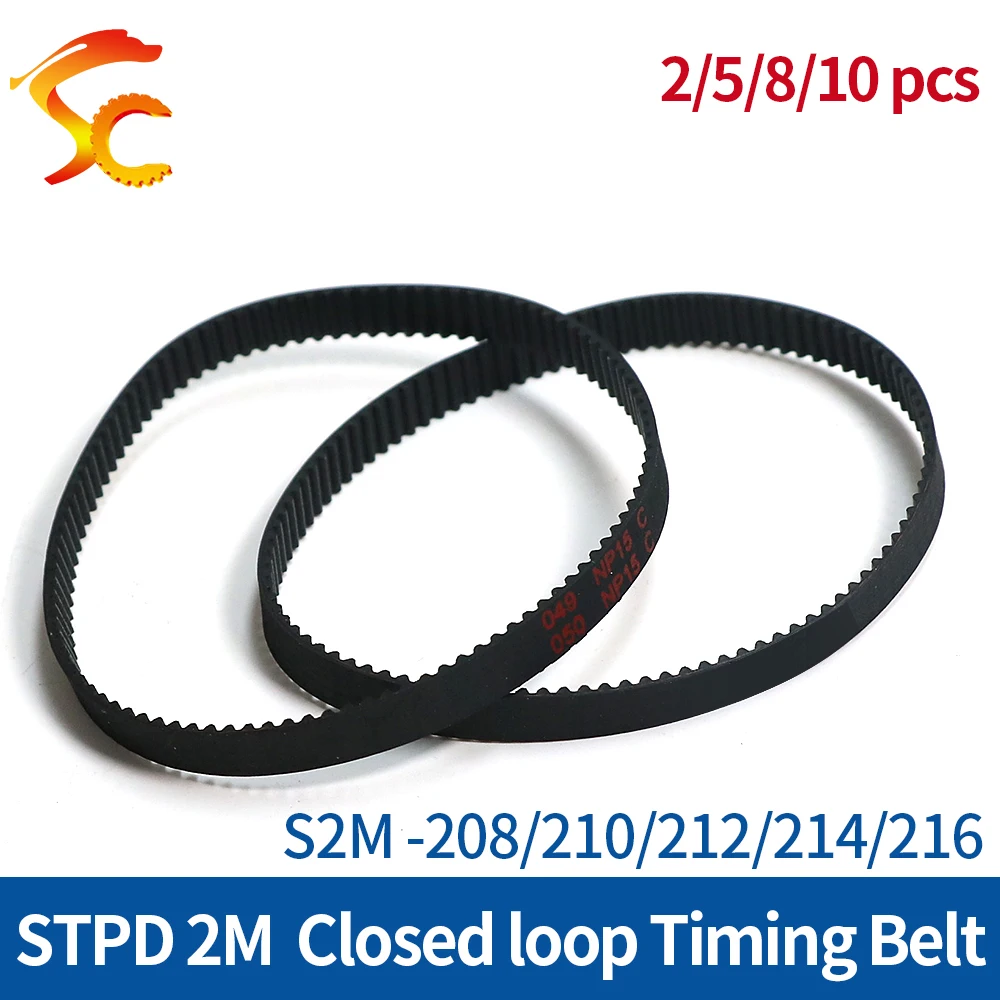 

ONEFIRE Rubber Timing Belt S2M 208/210/212/214/216mm Width 6/9/10/15mm STPD 2M Synchronous Belt