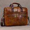 Luufan Genuine Leather Men's Business Handbag 15" Laptop Briefcase Bag Male A4 Document Shoulder Message Computer Bag Work Tote 1