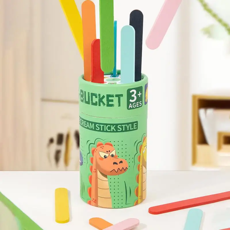 Toddler Color Sorting Toys Wooden Sorting Colors Bucket Portable Matching Toys Activities Preschool Learning Color Game For Boys