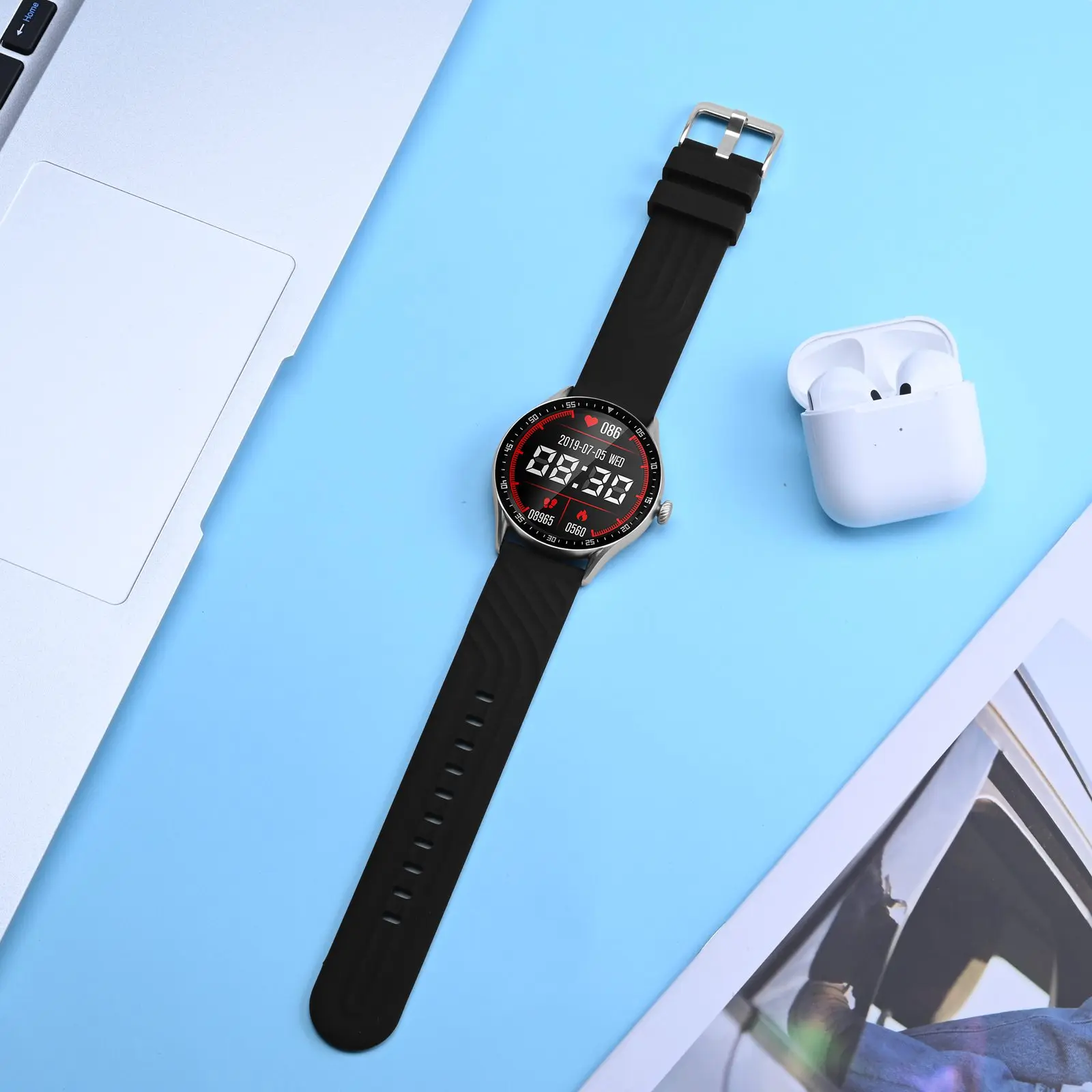 WOCCI 22mm Tweekleurige Siliconen Horlogeband, Vervangende Band voor Heren en Dames, Zilveren Gesp (Zwart-Lente Groen WOCCI 22mm Tweekleurige Siliconen Horlogeband, Vervangende Band voor Heren en Dames, Zilveren Gesp (Zwart-Lente Groen