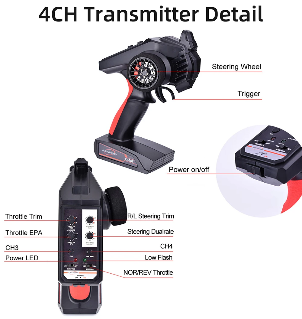 Kit émetteur-récepteur RC 2.4GHz 3-6 canaux posé sur une table, prêt à être installé sur un modèle réduit.