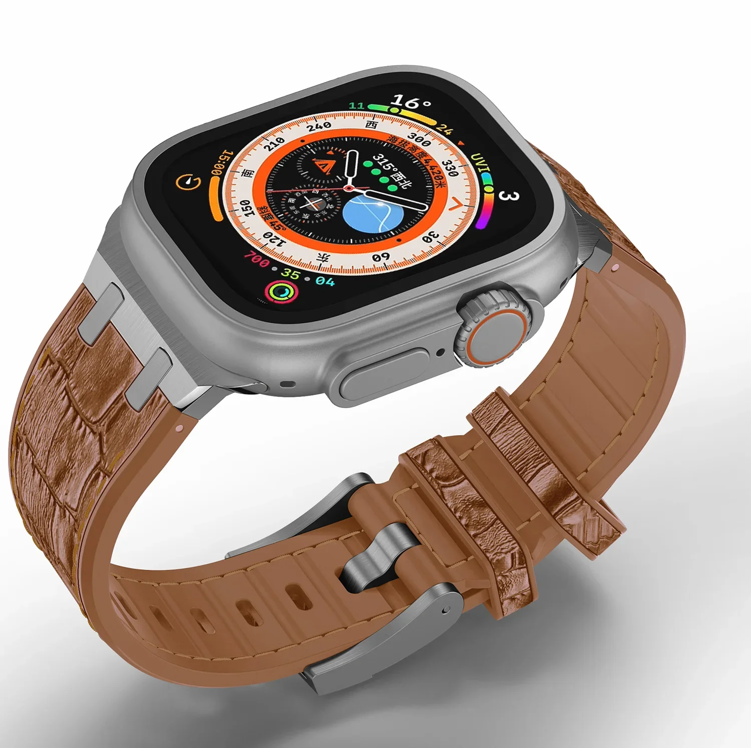 Leather+Silicone Strap for Apple Watch Band 49mm 45mm 41mm 44mm 40mm 42mm 38mm Bracelet Kit iWatch Series 9 8 7 6 5 4 SE 3 Belt