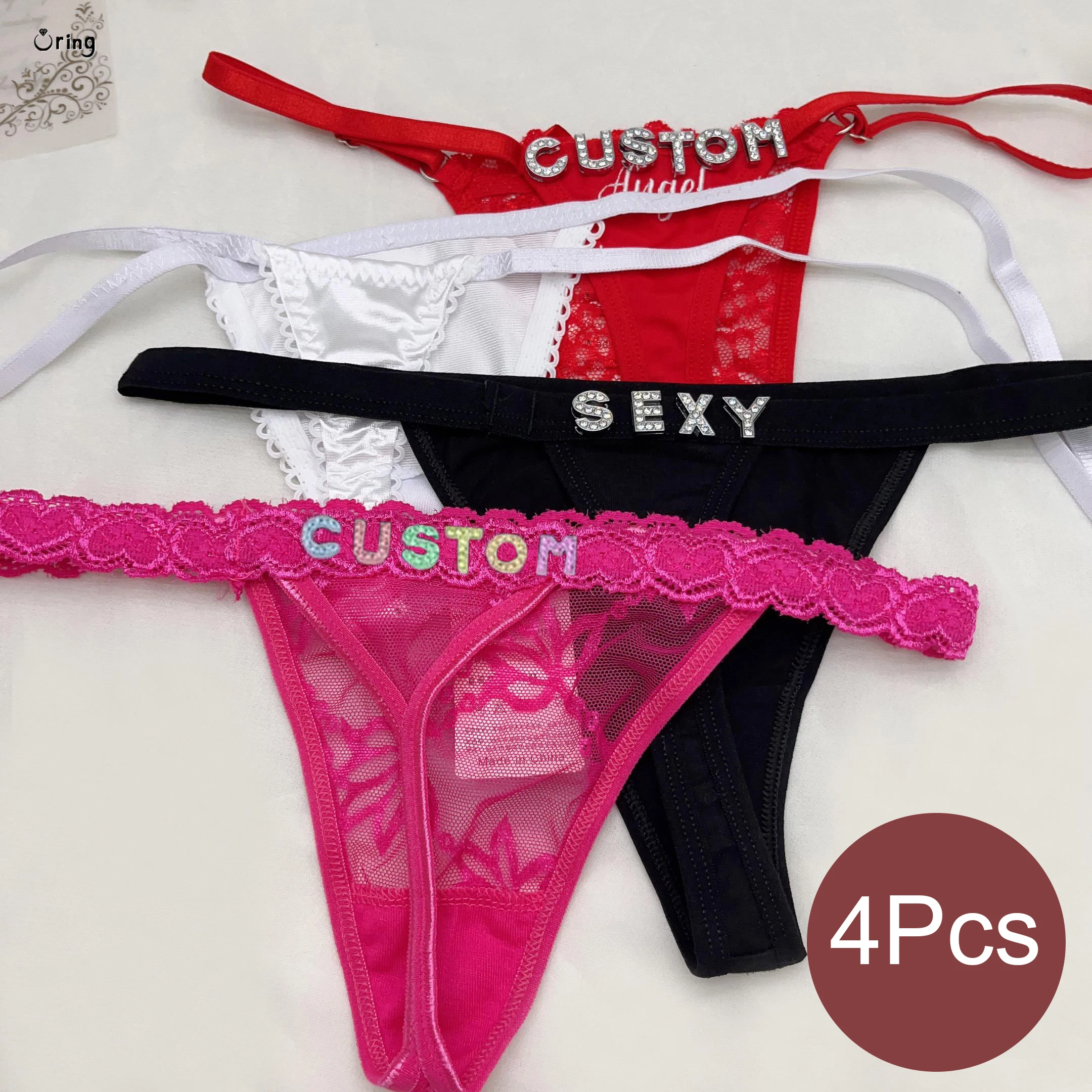 4Pcs Sexy Custom Thongs With Crystal Letters DIY Name For Women G-string  Erotic Briefs Underwear Body Chains Jewelry Lingeries - AliExpress