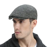 FEINION Men's Herringbone Flat Ivy Newsboy Hat Wool Blend Gatsby Cabbie Cap Winter Outdoor Hunting Cap 6