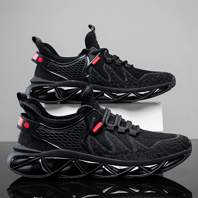 Men's Casual Sports Shoes Slip-On Knife Shoes - Shock Absorber Anti-Slip Running Shoes - All Seasons Outdoor Training Sports Plaid