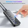 RSHTECH 7-Port Powered USB C Hub with 10Gbps USB-C 3.2 Ports Individual Touch Switches 5V/3A Power Adapter Laptop USB Splitter 1