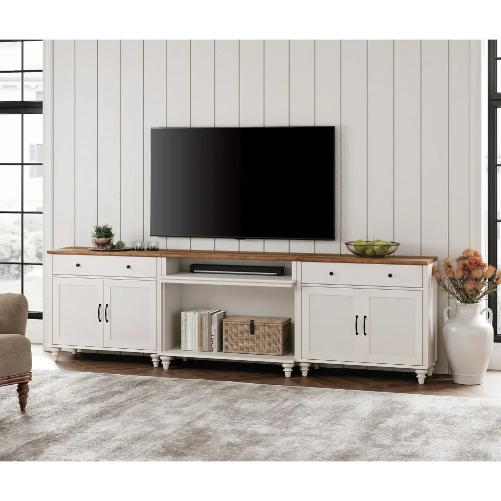 Buffet Cabinet with 4 Doors and 2 Drawers,Wood Kitchen Storage Cabinets, Farmhouse Sideboard Credenza with 2 Open Shelves 6