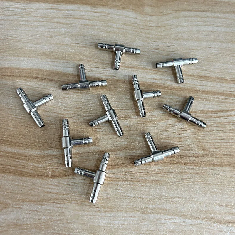 4mm Stainless Steel T Shaped Connector 3 ways Aquarium Fish Tank Air Pump Connector Control Valve Air Pipe Tube Accessories 3