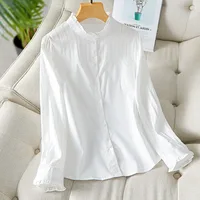 French Retro White Blouse: Floral Jacquard Notch Collar Oversized Shirt for Women, Korean Style Breathable Plus Size Top - Image 6