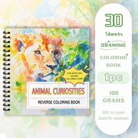 1pc, Animal Reversal Colouring Book, 30 sheets of 100gsm, Relaxing & Creative Lines ‘All You Need Is A Pen Book’ Birthday Gift 1