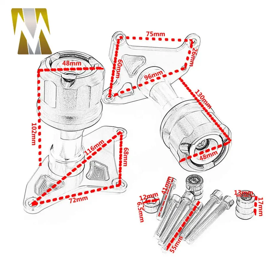 motorfiets Motorfiets Voorvork Wiel Valbescherming Frame Slider Anti Crash Protector Voor Msx125 GROM MSX 125 (Color : MSX- Red