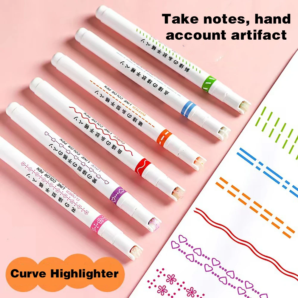 Marker Pens 6Colors Funny Line Pattern Outline