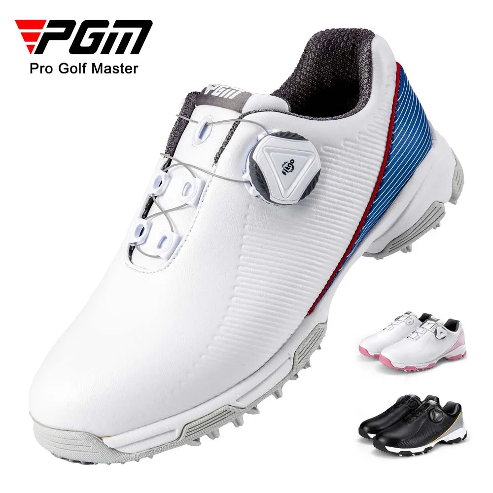 

2023 PGM Youth Microfiber Waterproof Quick Lacing Golf Shoes Boys and Girls Breathable Anti Slip Spikes Sneakers Shoes XZ188