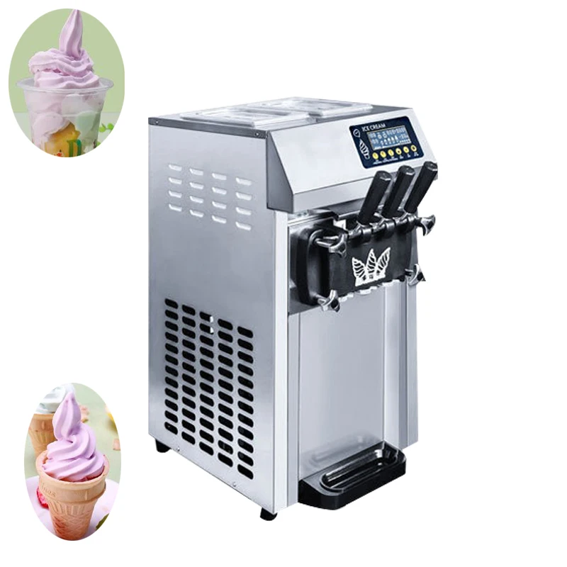 

PBOBP Table Soft Serve Ice Cream Machine Commercial Electric Ice Cream Makers Desktop 3 Flavors Ice Cream Machine 220V 110V
