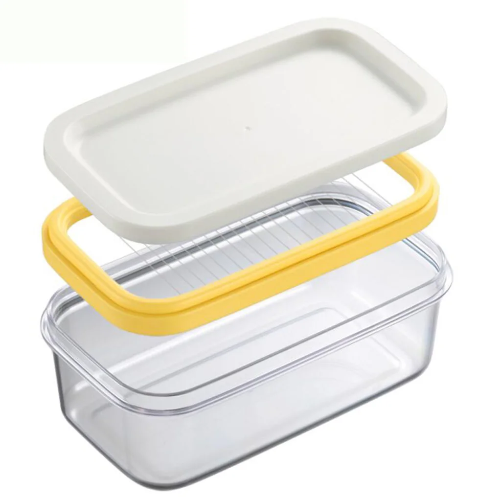 Plastic Butter Dish With Lid Butter Keeper Container Storage Cutter for Kitchen Storage & Decor
