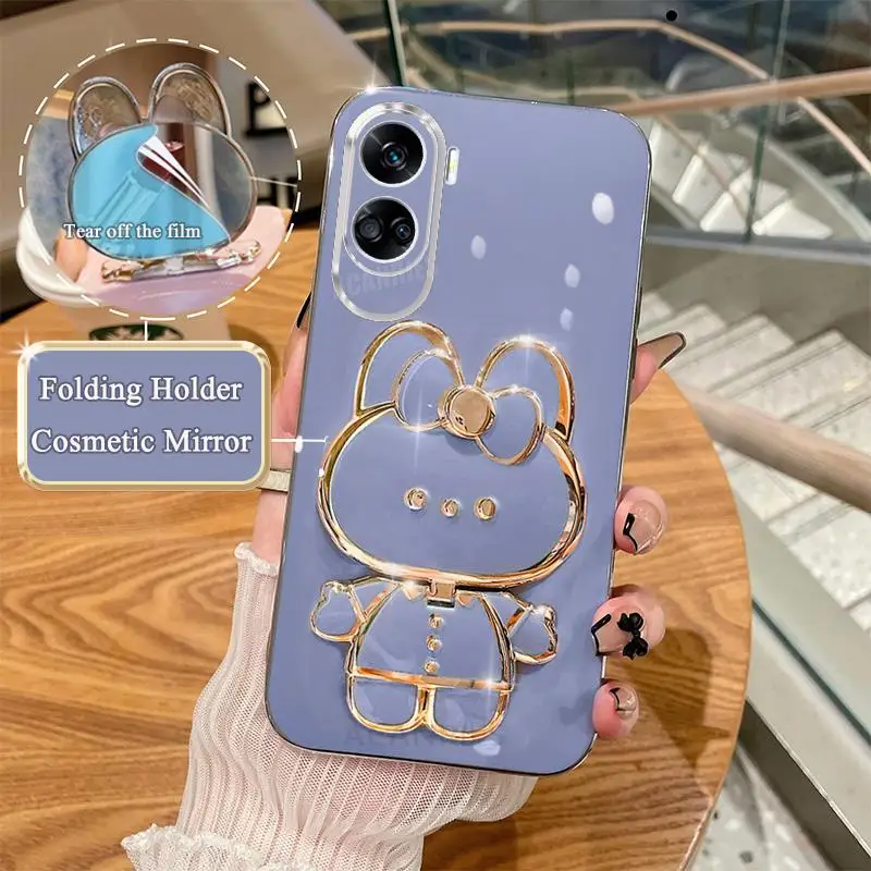 Mirror Plating Silicone Stand Holder Case - Enhanced Protective Cover