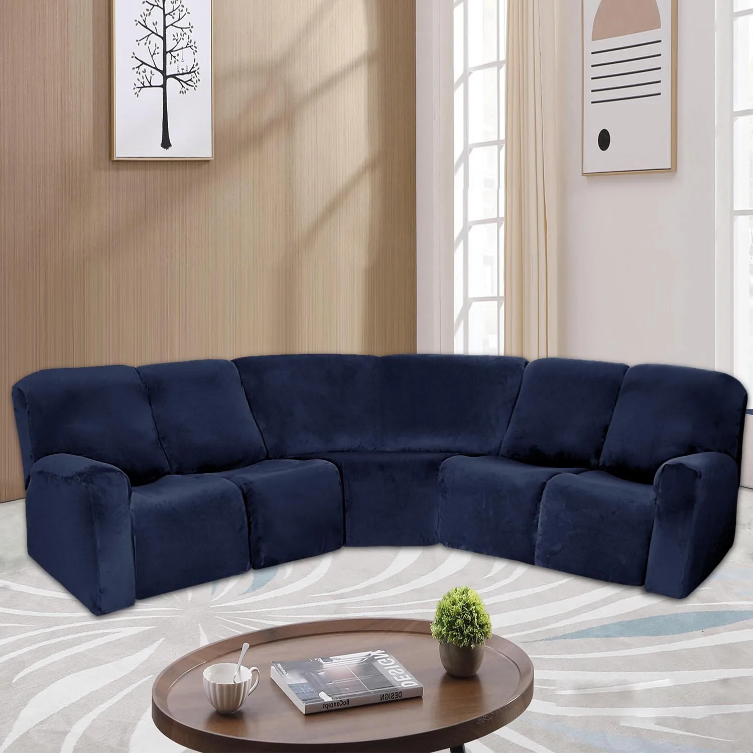 Blue sectional sale reclining sofa
