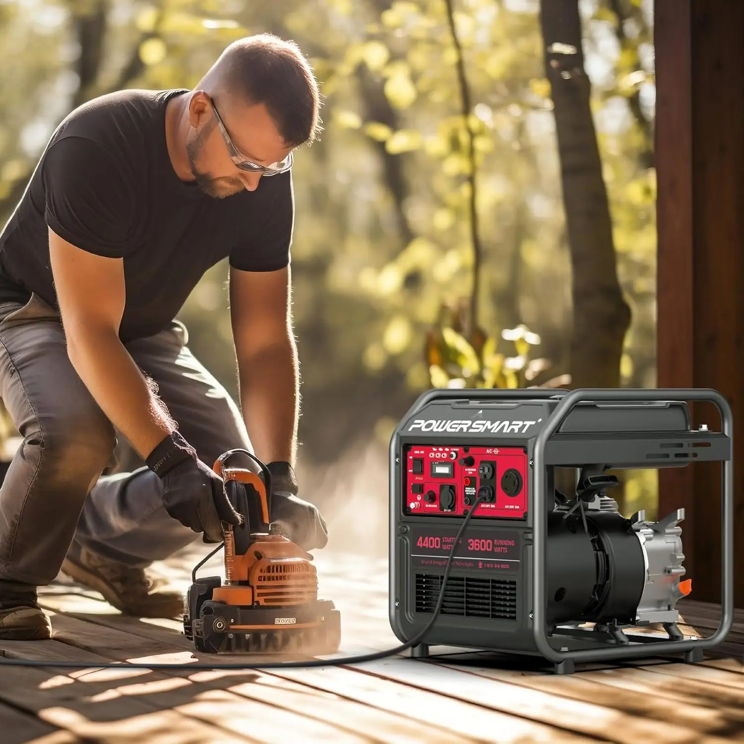 4400 Watt Home Backup Portable Open Frame Generator with Inverter Technology, RV Ready 30A Outlet,Gas Powered, Lightweight for H