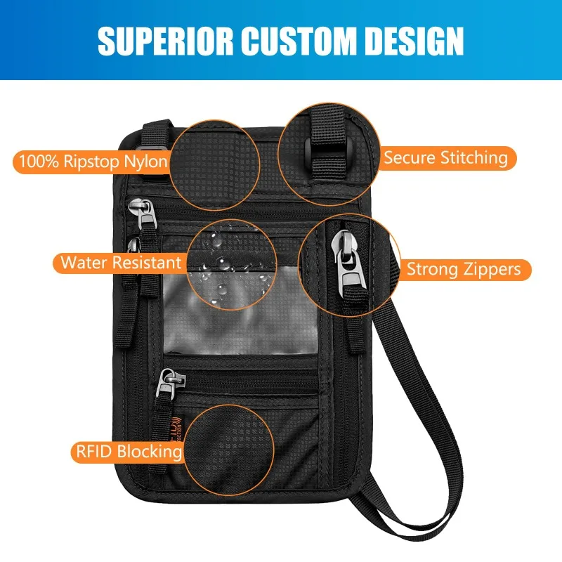 Travel Pouch Passport Wallet- ID Card Wallet with RFID Blocking and Keep Your Belongings Secure-Travel Walle