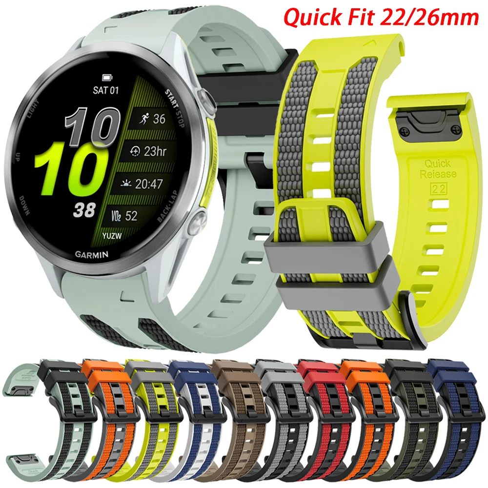 Versatile QuickFit Silicone Sports Strap (22mm & 26mm) in Black