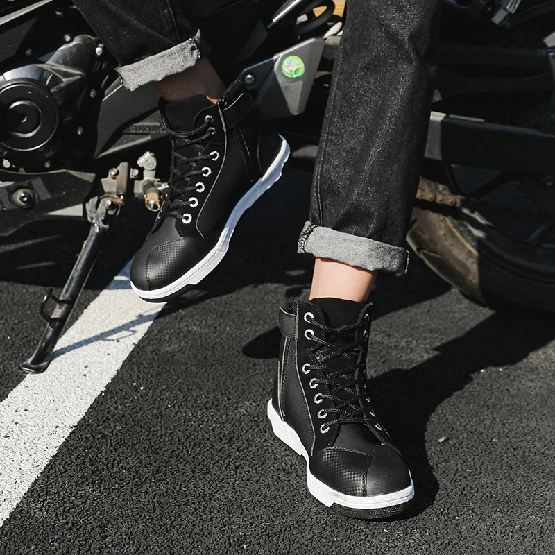Men Motorcycle Boots,Lightweight Motorcycle Racing Shoes,Motocross Boots,Rubber Anti Slip,Biker Riding Shoes Travel Sneaker