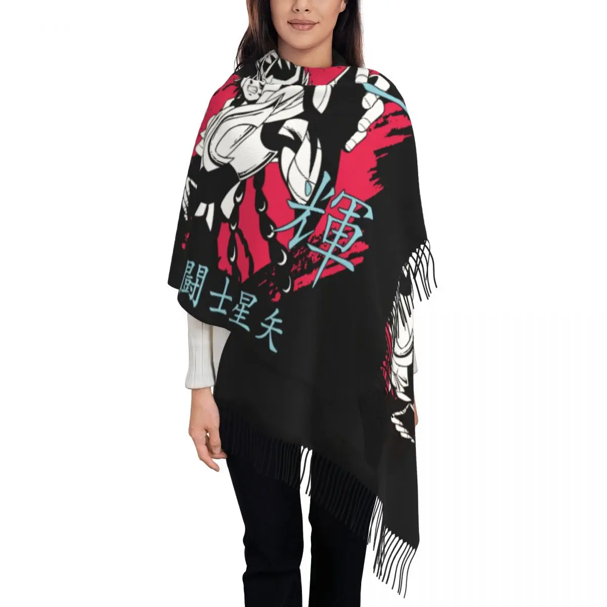 

Ikki Saint Seiya Scarf Wrap for Women Long Winter Warm Tassel Shawl Unisex Knights Of The Zodiac Scarves