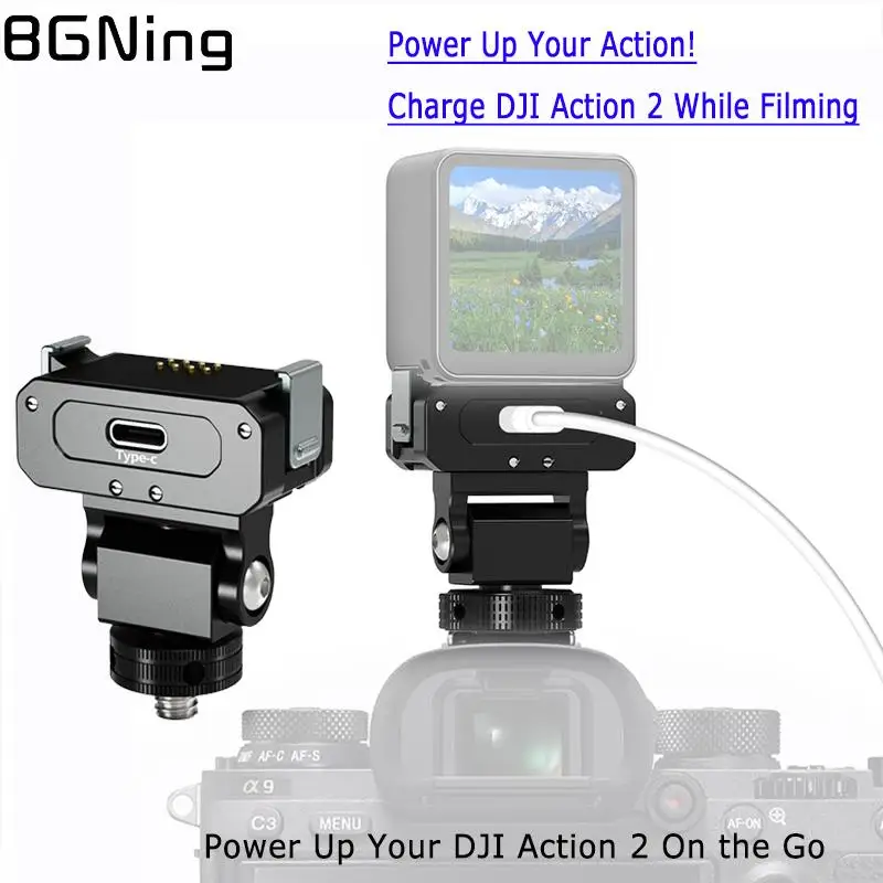 Action 2 Magnetische Ladehalterung Schnellspanner 360 Dämpfung 1/4 Kaltschuh für DJI Action 5 Pro 4 OSMO 360 DSLR-Käfig Kamerahalterung