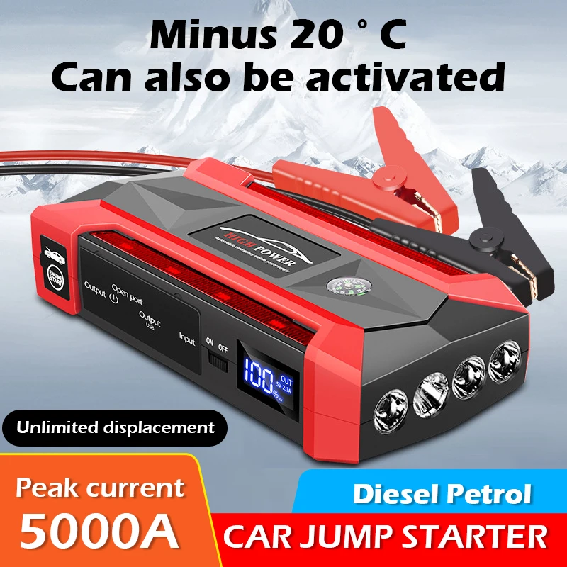5000A Portable Car Battery Charger Auto Jump Starter 12V Petrol Diesel Emergency Booster