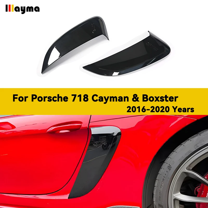 718 Glossy Black Side Vents Air Intake Trim Bumper Spoiler Car Accessories Body Kit For Porsche 718-Boxster Cayman