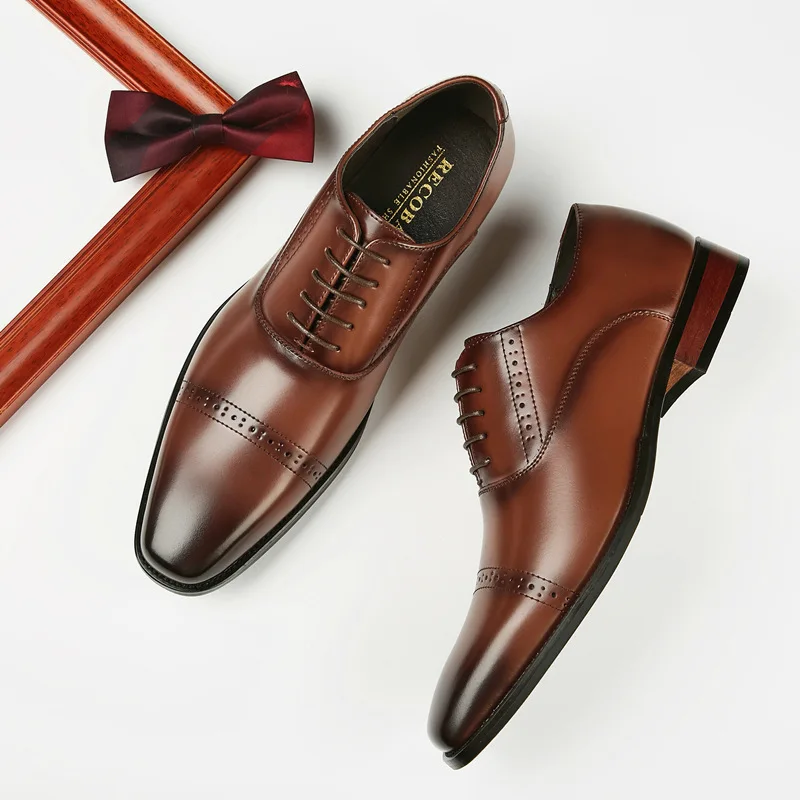 Men's Genuine New Loafers Style Carved Lace Up Business Suit Joint Gentleman's Single Soe Men Shoes Men Flats обувь мужская