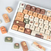Moa Keycap Keyboard Customized Keyboard Cute Red Panda Coffee House Theme Cartoon 2.25/275U Alice Layout AZERTY Iso Keycap - Image 2