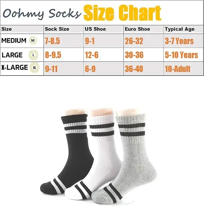 Oohmy Boys Girls Athletic Ankle Socks Terry-loop Cushion Warm Autumn Winter Combed Cotton Socks Shoe children stocking