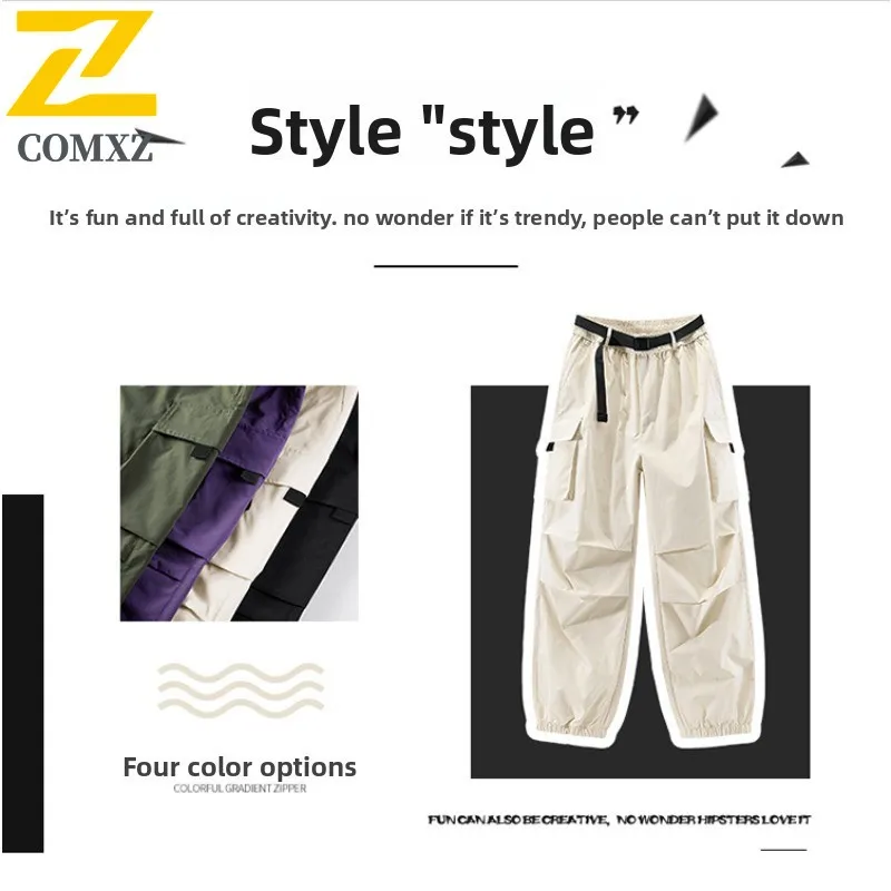 ​Men's Hong Kong Style Cargo Pants Outdoor Windproof Waterproof Workwear Trousers Mountain Casual Streetwear with Multi-Pockets​