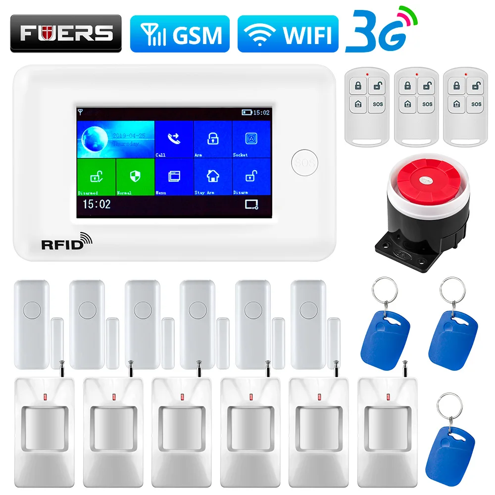 

PG106 WiFi 3G GSM Alarm System Wireless Home Security System kit Support APP Remote Control With RFID Motion Sensors