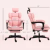 Pu Leather Office Chair, Executive Desk Chair with Headrest, Foot Rest, Swivel Wheels, Reclining Computer Chair, Pink 4