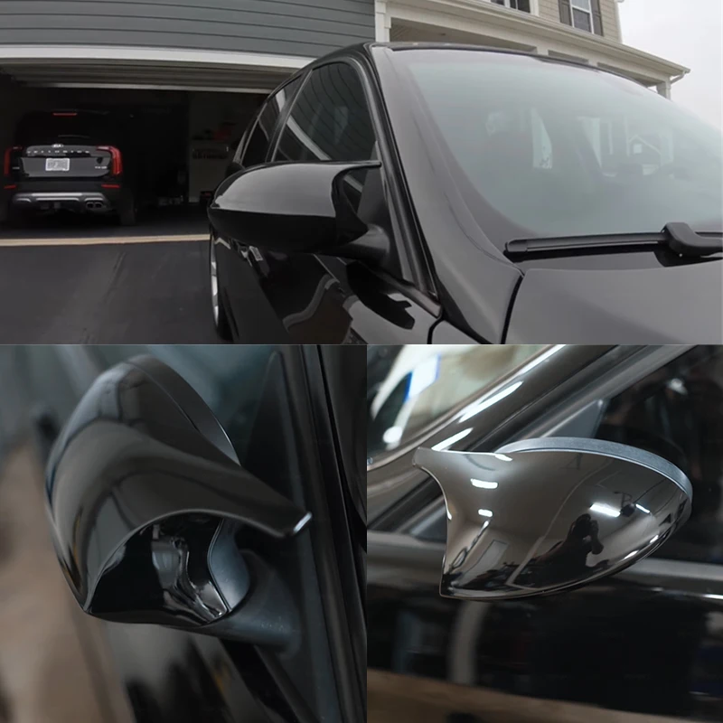 Carbon Fiber Pattern Black Side Mirror Cover Caps - M Look Car Accessories