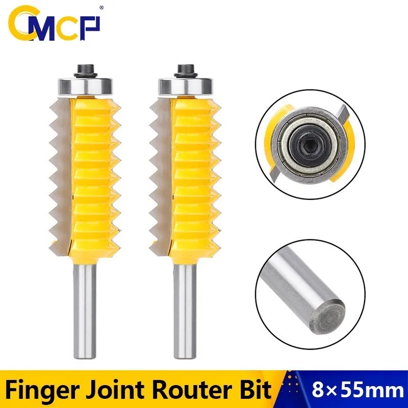

CMCP Finger Joint Glue Milling Cutter 8mm Shank 8x55mm Raised panel V joint Router Bit for Wood Tenon Woodwork Cone Tenoning Bit