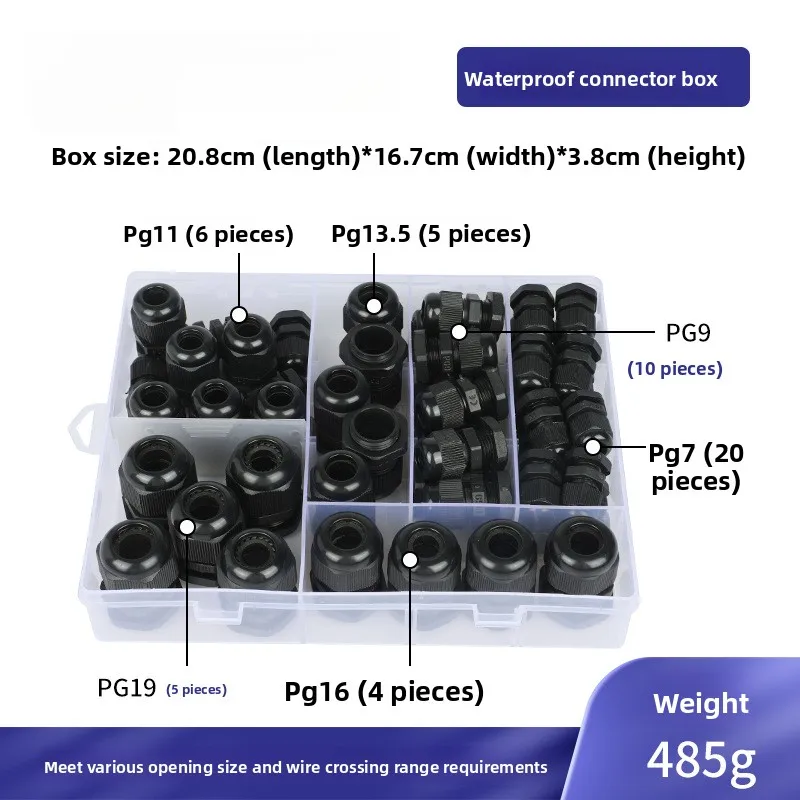 ชุดปลอกสายเคเบิลไนลอน PG รุ่น M 50 ชิ้น/กล่อง ป้องกันน้ำ สำหรับยึดสายไฟอย่างแน่นหนา 1