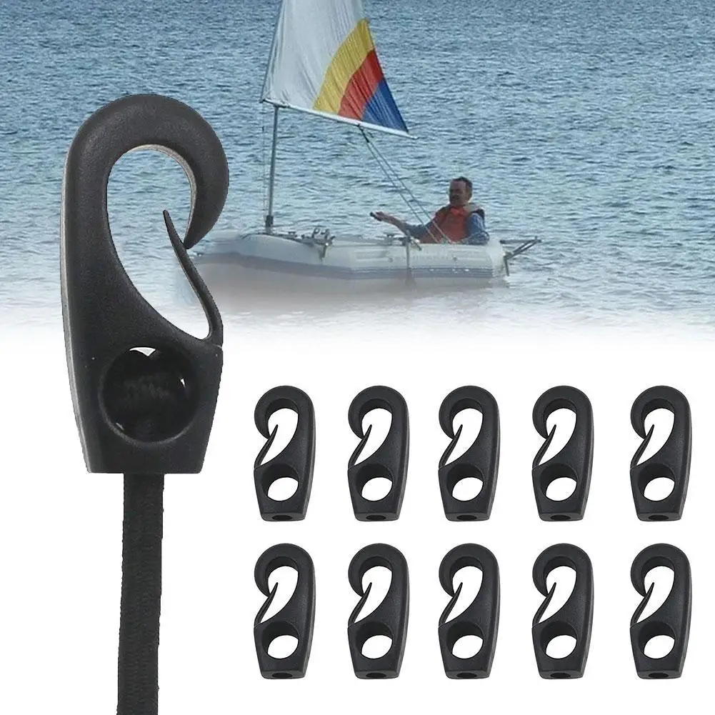10Pcs/Set Plastic Elastic Rope Hook Sailing Clips Accessories Hook Marine Plastic Line Bungee Kayak Shock Canoe Loop Raftin C0J5