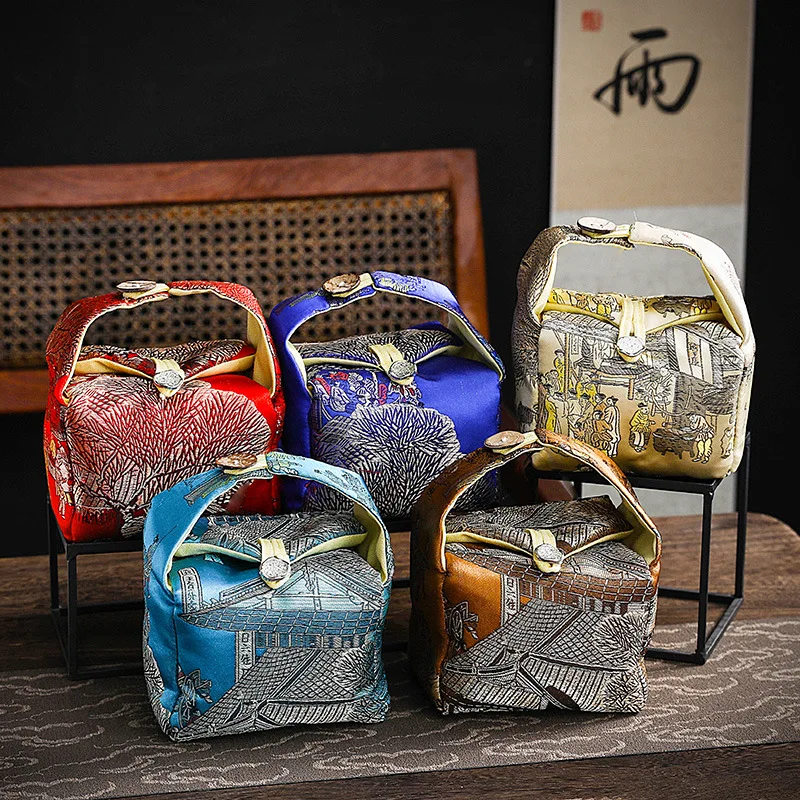 Handmade Silk Storage Bag, Luxury Cup Bags, Handmade Tea Cup Fabric Bag, Portable Tea Ceremony Travel Bag, Cup Storage Organizer 5