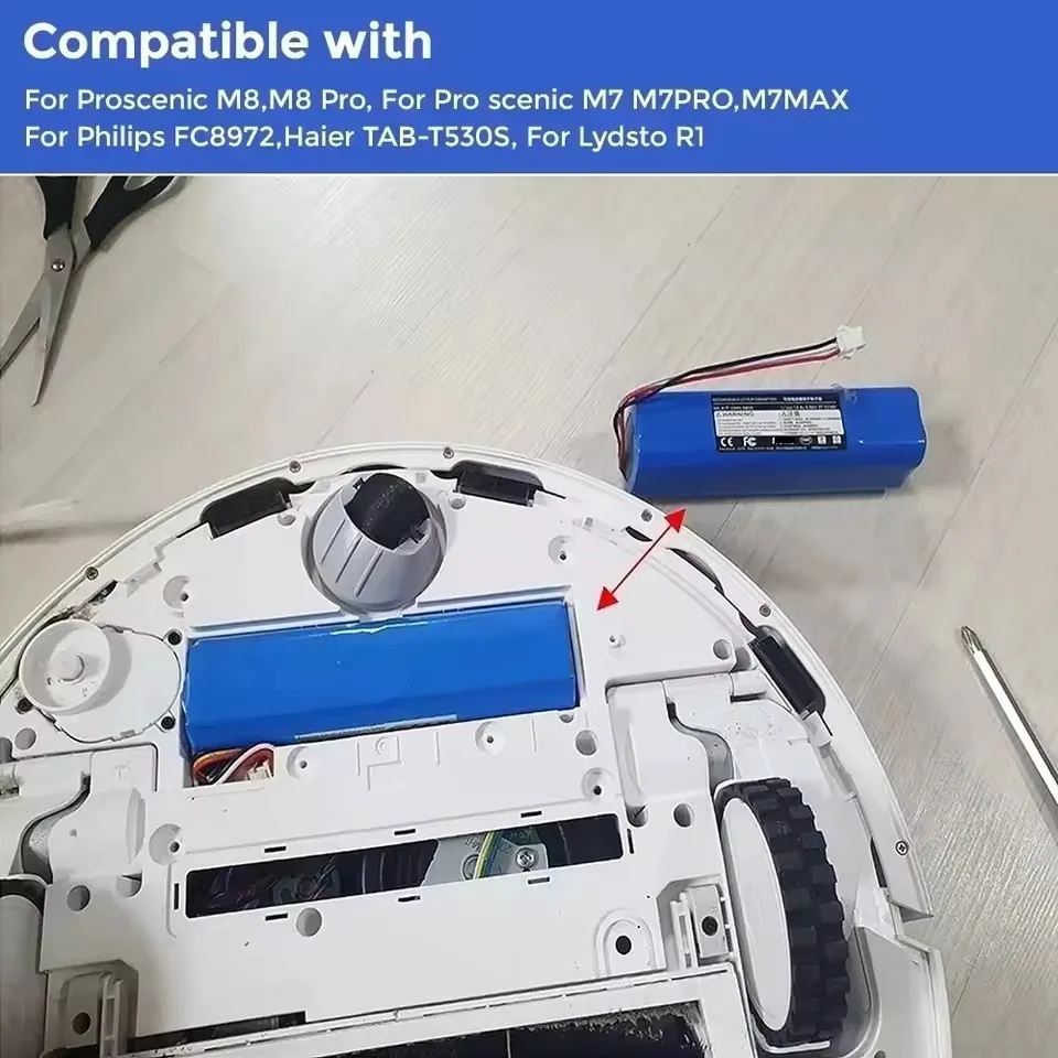 Original For Xiaomi Roidmi Eve Plus Viomi S9 Lydsto R1 Robot Upgraded with Rechargeable Lithium ion Battery 12800mAh BatteryPack 6