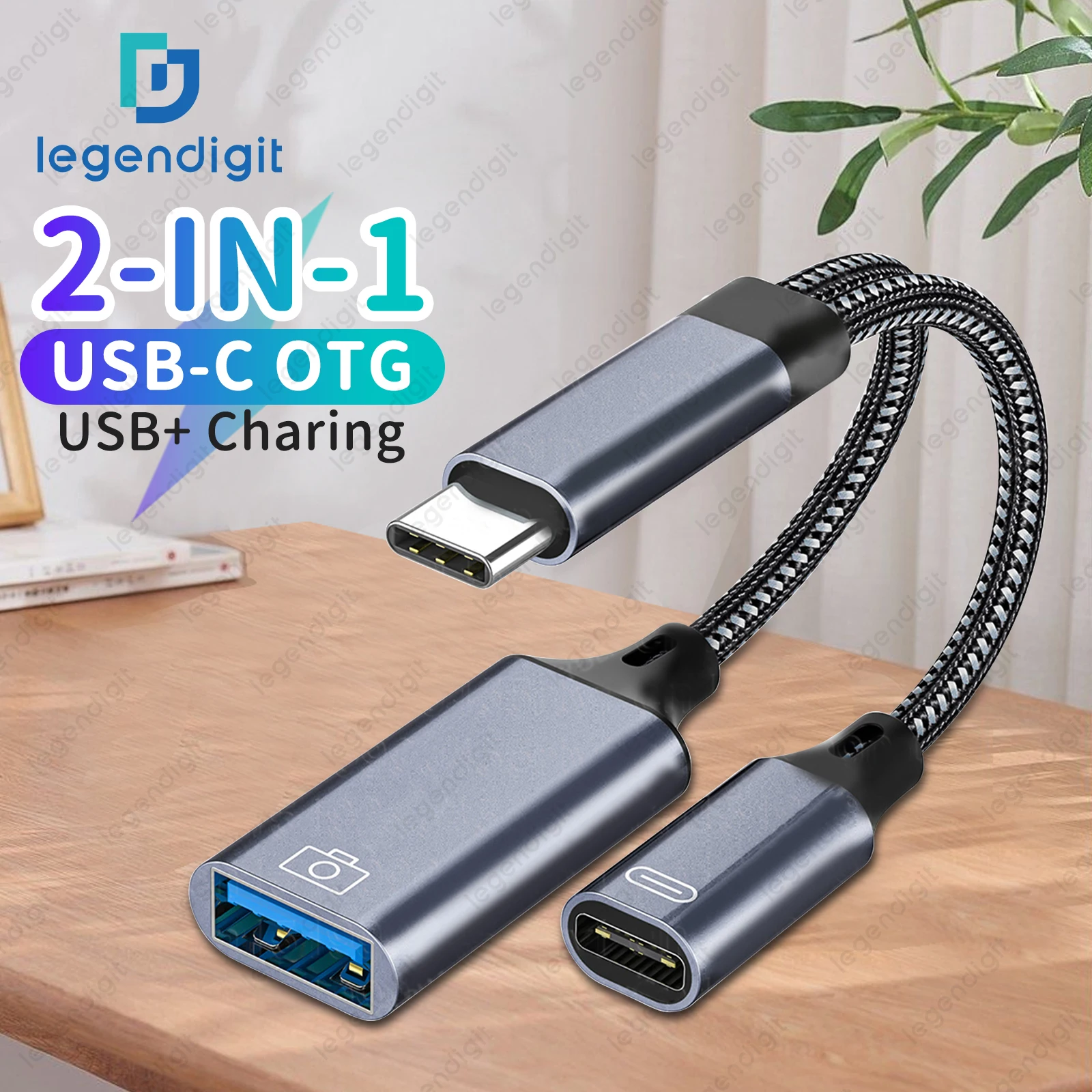 รูปสินค้า สายชาร์จ USB-C 2-in-1 สำหรับมือถือและแล็ปท็อป