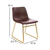 18 inch Dining Table Height Chair, Mid-Back Sled Base Dining Chair in Dark Brown LeatherSoft with Gold Frame, Set of 2 5