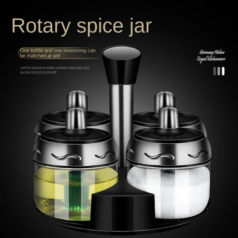 

304 Stainless Steel Kitchen Seasoning Bottle Set Seasoning Box Combination Spoon Cover One Seasoning Jar Salt Jar Spice Rack
