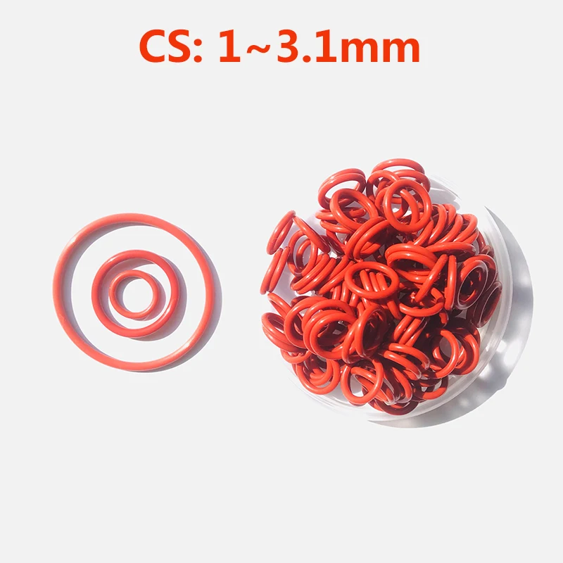 

VMQ O Ring Gasket CS 1 1.5 2 2.5 3.1mm Red Silicone VMQ ORing Gasket Waterproof Insulated Silicon Ring Food Grade Sealing Washer