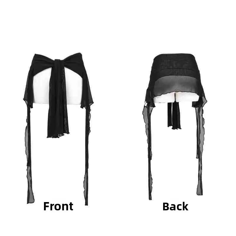 Black tassel mesh waistband